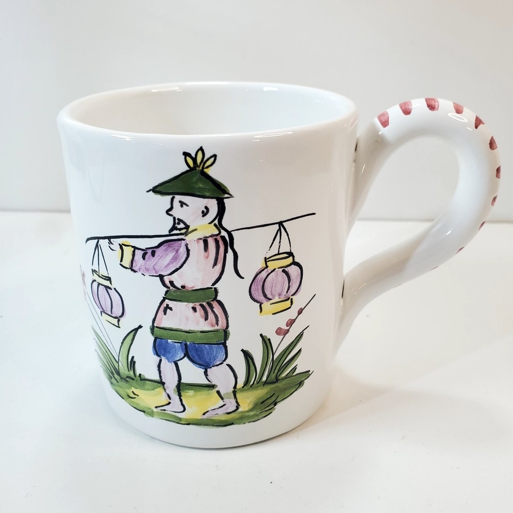 Vintage Made in Italy for Gumps Ceramic Oriental Design Coffee Tea Mug Cup